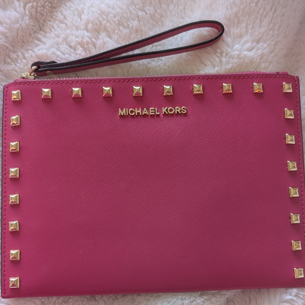 Michael Kors Pink Studded Clutch